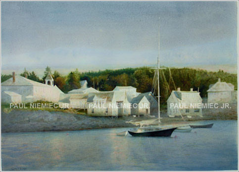 Windows to the harbor, limited edition print by Paul Niemiec Jr. Running Wind Studio